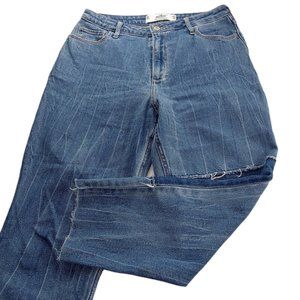 Hollister Women's Curvy High Rise Mom Jean Size 9S W29 L25 Medium Wash Raw Hems